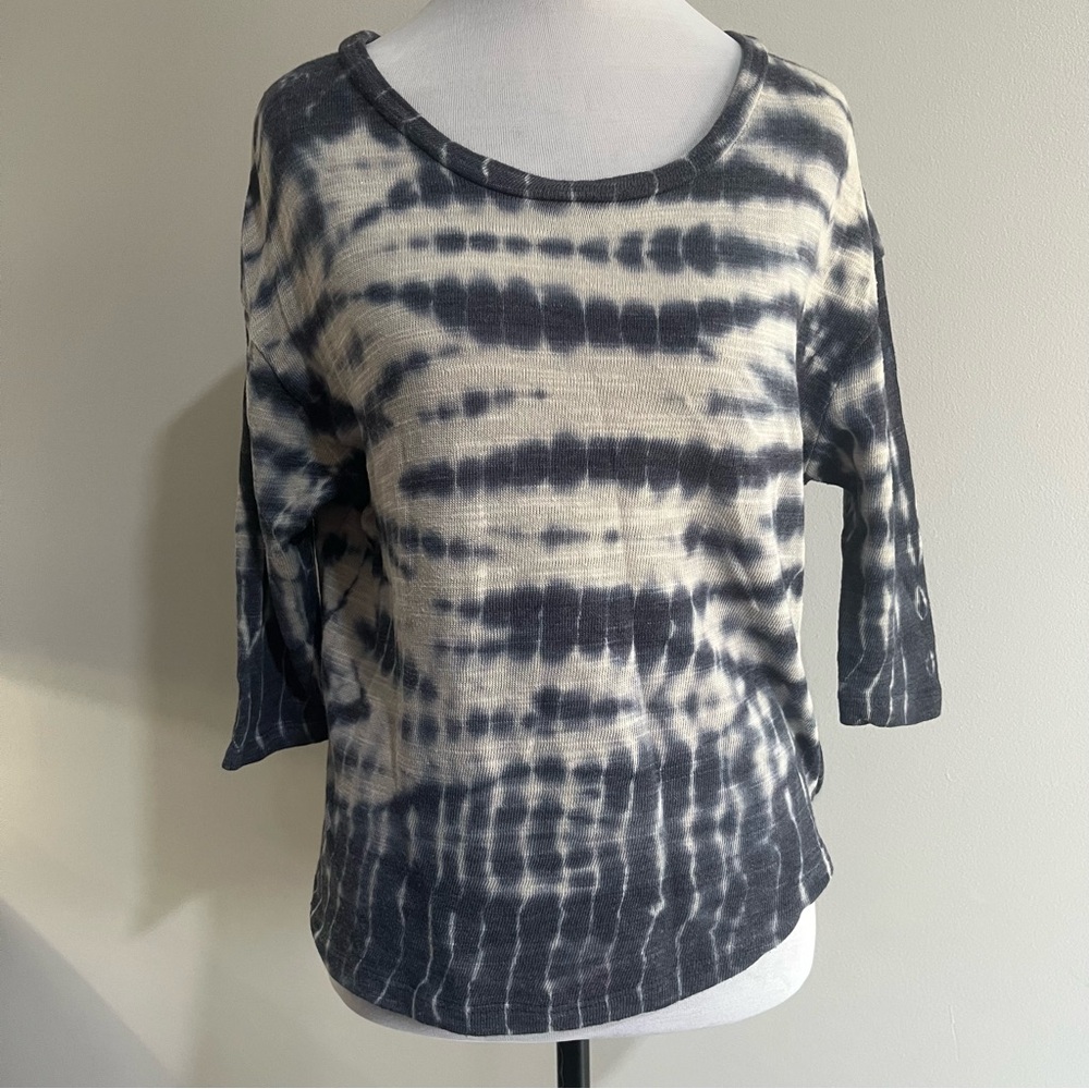 Young Fabulous & Broke Blue White Tie-Dye Oversized Women's Shirt Top Blouse